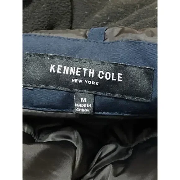 Kenneth Cole Mens Blue Full Zip Long Sleeve Water Resistant Puffer Coat Jacket M